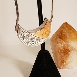 Celestial Cresent moon sterling silver necklace
